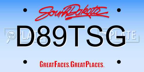 D89TSG South Dakota License Plate