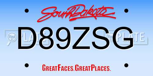 D89ZSG South Dakota License Plate