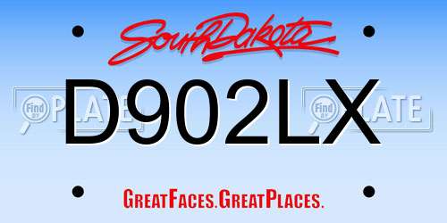 D902LX South Dakota License Plate
