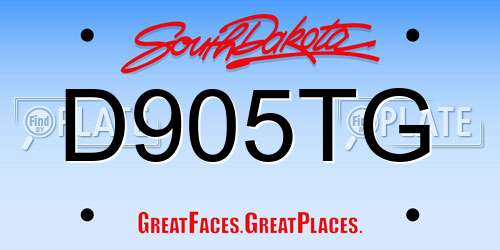 D905TG South Dakota License Plate