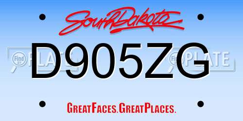 D905ZG South Dakota License Plate
