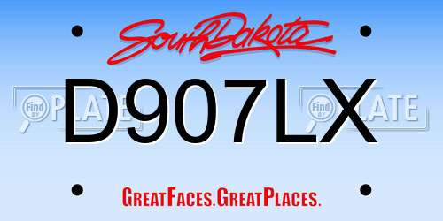 D907LX South Dakota License Plate