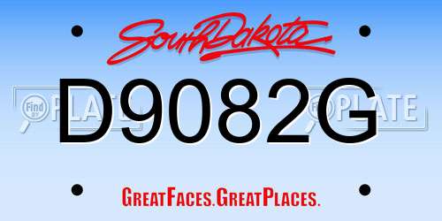 D9082G South Dakota License Plate