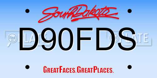 D90FDS South Dakota License Plate