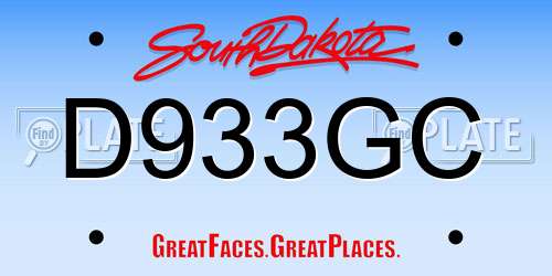 D933GC South Dakota License Plate