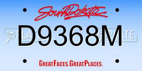 D9368M South Dakota License Plate