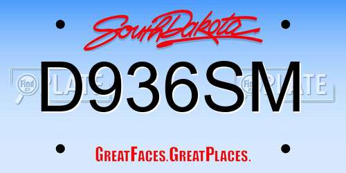D936SM South Dakota License Plate