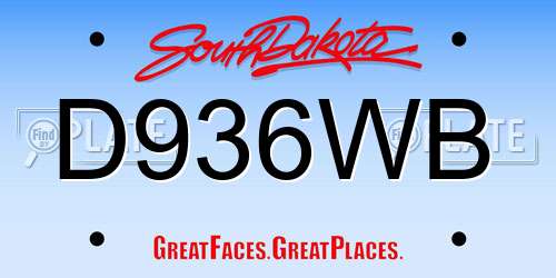 D936WB South Dakota License Plate
