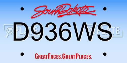 D936WS South Dakota License Plate