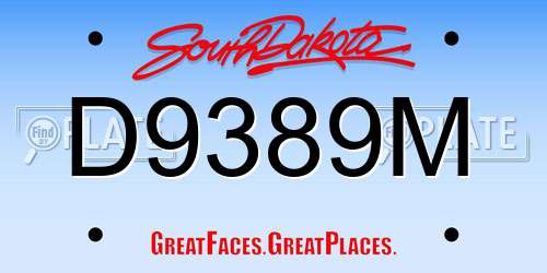 D9389M South Dakota License Plate