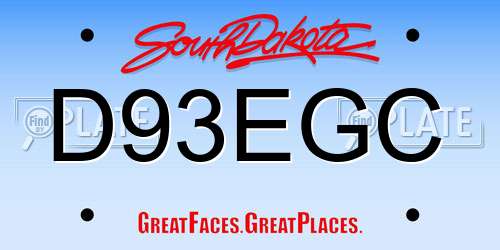 D93EGC South Dakota License Plate