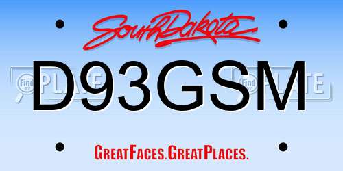D93GSM South Dakota License Plate