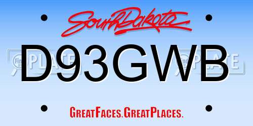 D93GWB South Dakota License Plate