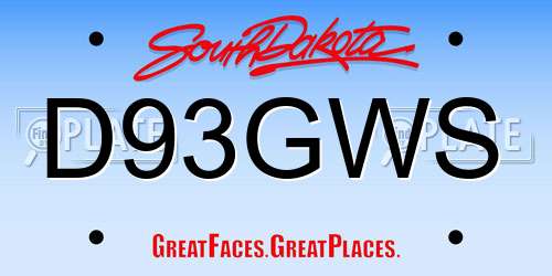 D93GWS South Dakota License Plate