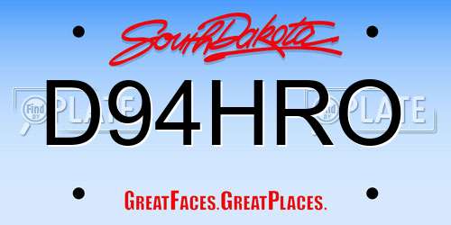 D94HRO South Dakota License Plate