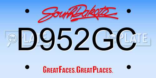 D952GC South Dakota License Plate