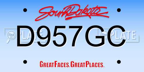 D957GC South Dakota License Plate