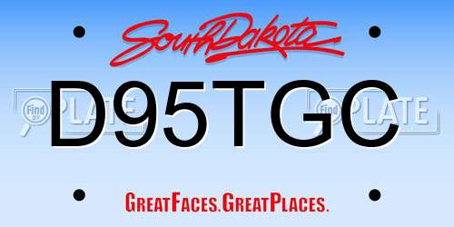 D95TGC South Dakota License Plate