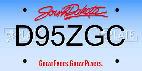 D95ZGC South Dakota License Plate