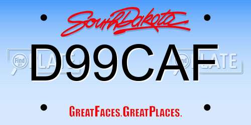 D99CAF South Dakota License Plate