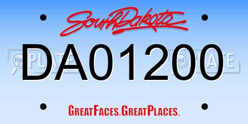 DA01200 South Dakota License Plate
