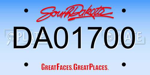 DA01700 South Dakota License Plate