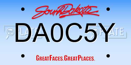 DA0C5Y South Dakota License Plate