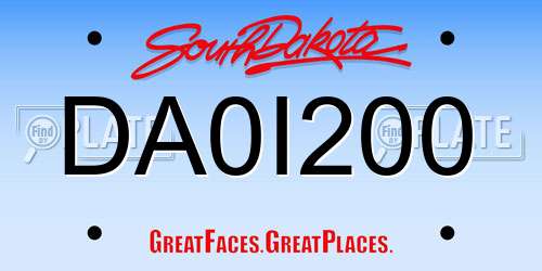 DA0I200 South Dakota License Plate