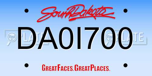 DA0I700 South Dakota License Plate