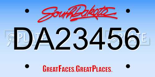 DA23456 South Dakota License Plate