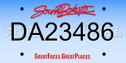 DA23486 South Dakota License Plate