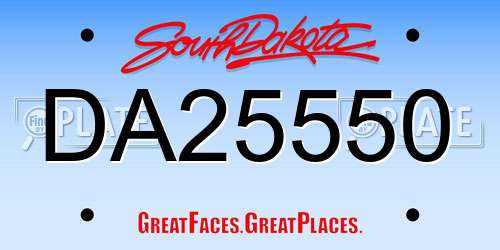 DA25550 South Dakota License Plate