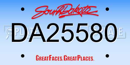 DA25580 South Dakota License Plate