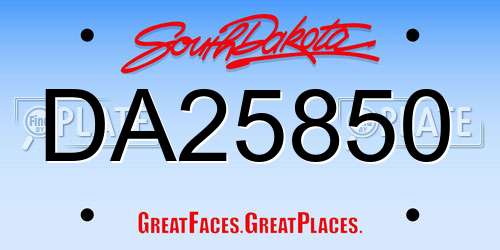 DA25850 South Dakota License Plate