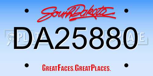 DA25880 South Dakota License Plate