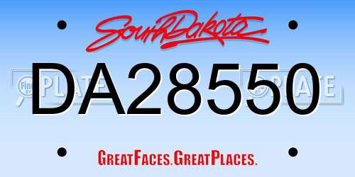 DA28550 South Dakota License Plate