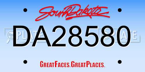 DA28580 South Dakota License Plate