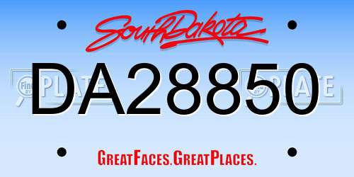 DA28850 South Dakota License Plate