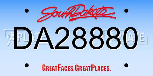 DA28880 South Dakota License Plate