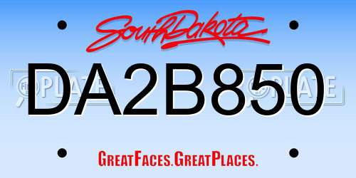 DA2B850 South Dakota License Plate
