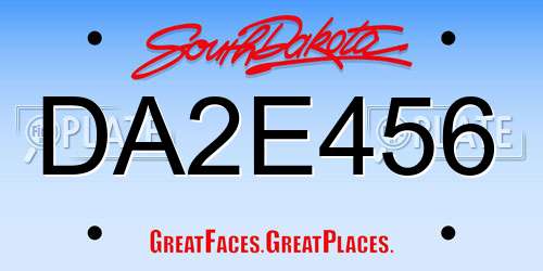 DA2E456 South Dakota License Plate