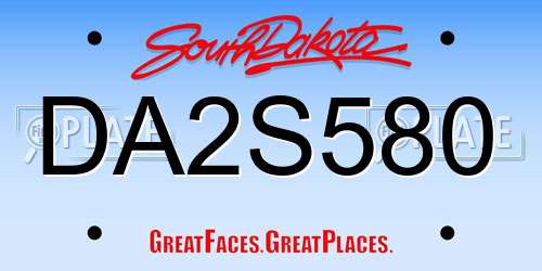 DA2S580 South Dakota License Plate