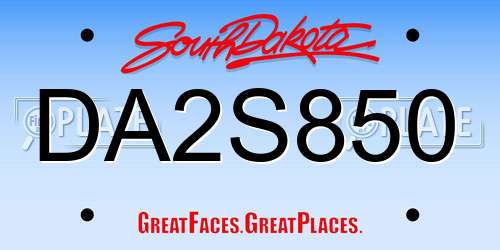 DA2S850 South Dakota License Plate