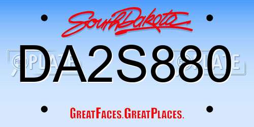 DA2S880 South Dakota License Plate