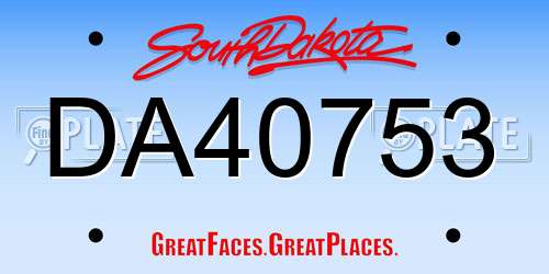 DA40753 South Dakota License Plate