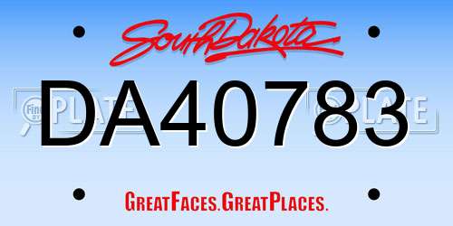 DA40783 South Dakota License Plate
