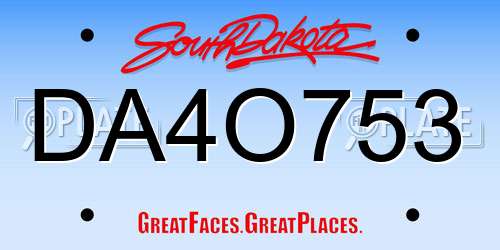 DA4O753 South Dakota License Plate