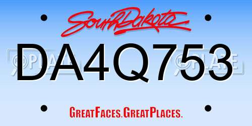 DA4Q753 South Dakota License Plate