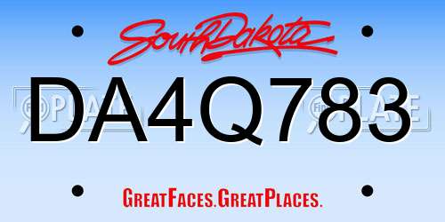 DA4Q783 South Dakota License Plate