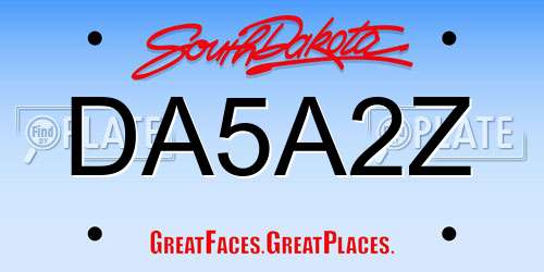 DA5A2Z South Dakota License Plate